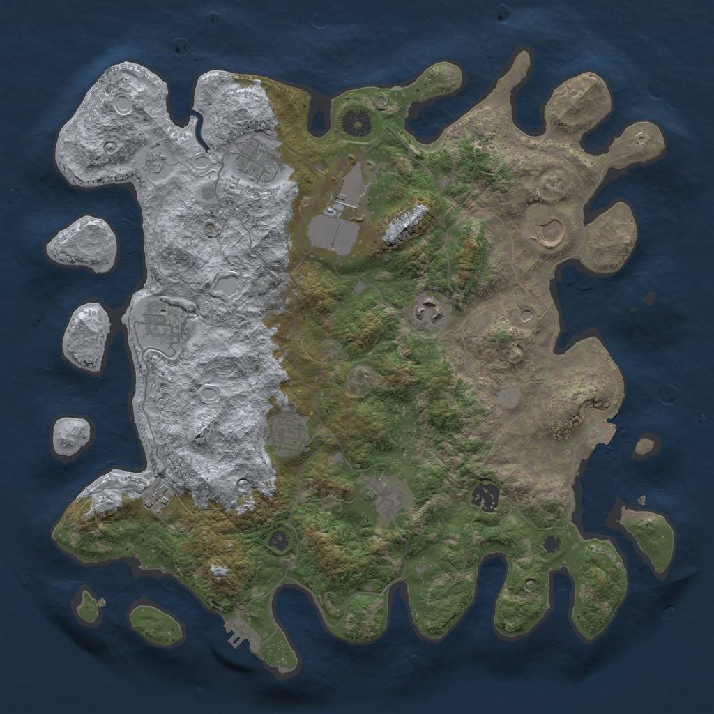 Rust Map: Procedural Map, Size: 3750, Seed: 316682, 16 Monuments