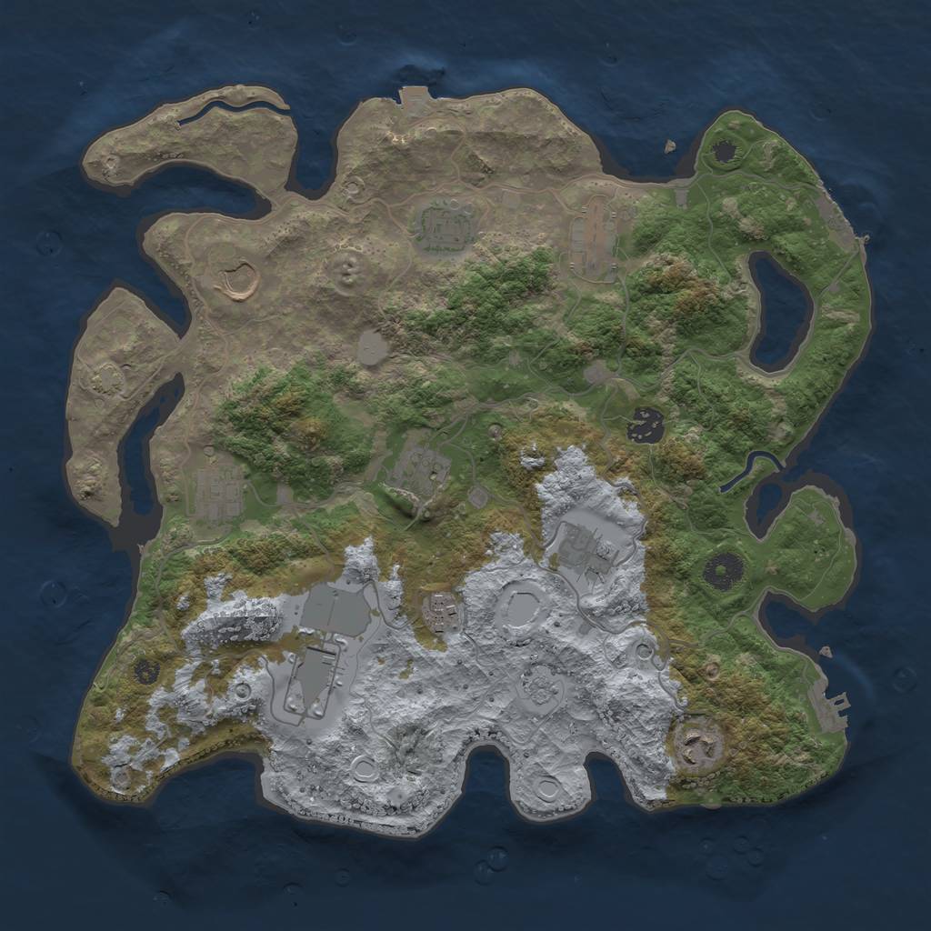 Rust Map: Procedural Map, Size: 3700, Seed: 37740462, 18 Monuments