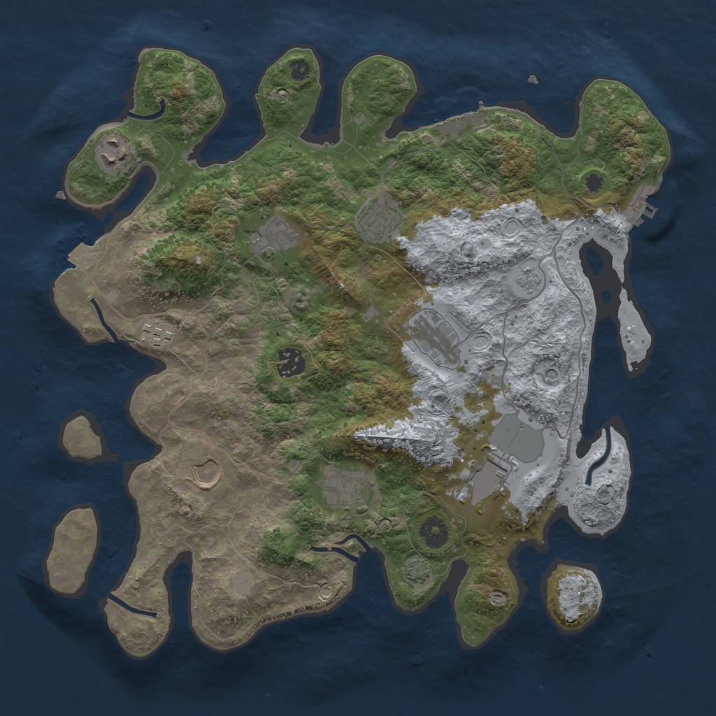 Rust Map: Procedural Map, Size: 3600, Seed: 1210095161, 17 Monuments