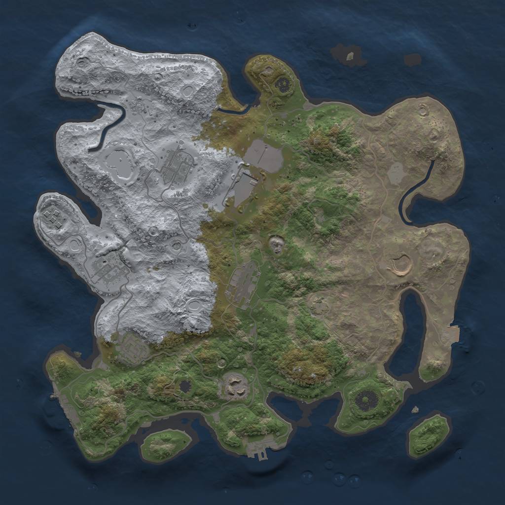 Rust Map: Procedural Map, Size: 3500, Seed: 265827584, 16 Monuments