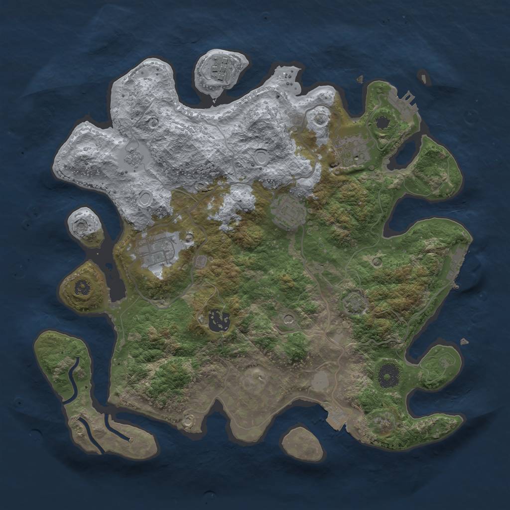 Rust Map: Procedural Map, Size: 3300, Seed: 539543100, 13 Monuments