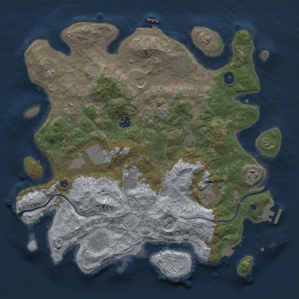 Rust Map: Procedural Map, Size: 3900, Seed: 49741619, 16 Monuments
