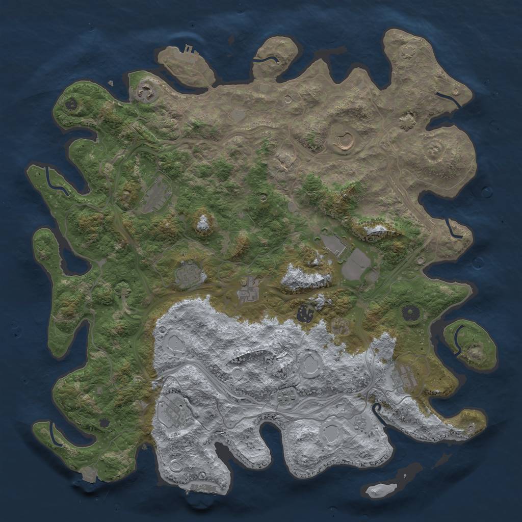 Rust Map: Procedural Map, Size: 4500, Seed: 1176822486, 18 Monuments
