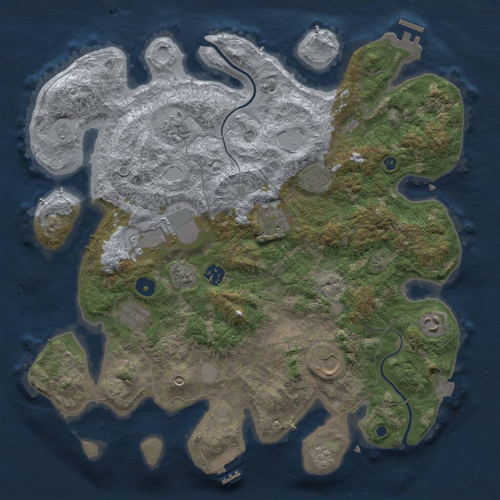 Rust Map: Procedural Map, Size: 3875, Seed: 1418454495, 15 Monuments