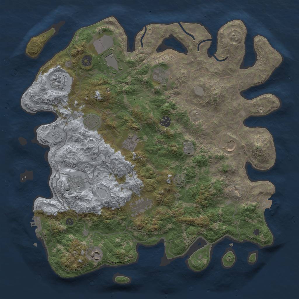Rust Map: Procedural Map, Size: 4000, Seed: 1691306748, 18 Monuments