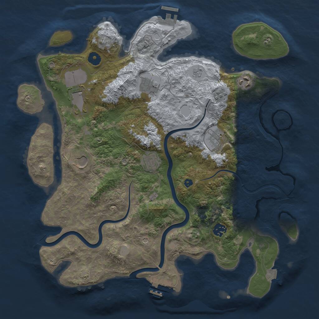 Rust Map: Procedural Map, Size: 3750, Seed: 53432618, 14 Monuments