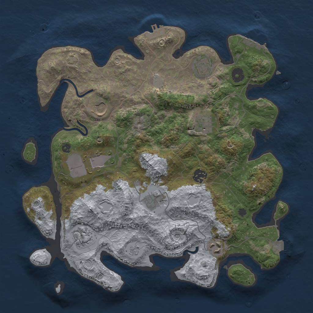 Rust Map: Procedural Map, Size: 3500, Seed: 1437209175, 16 Monuments
