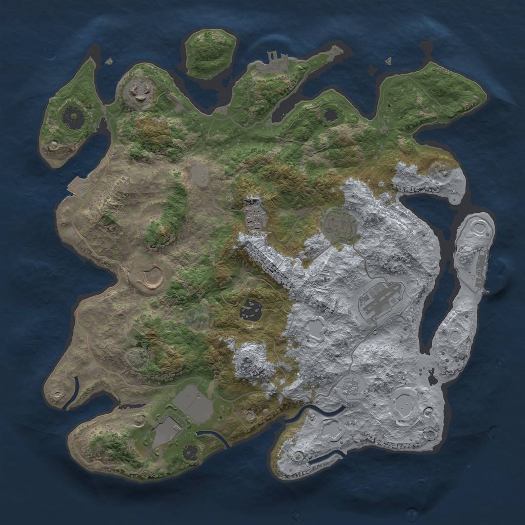 Rust Map: Procedural Map, Size: 3500, Seed: 829253580, 14 Monuments