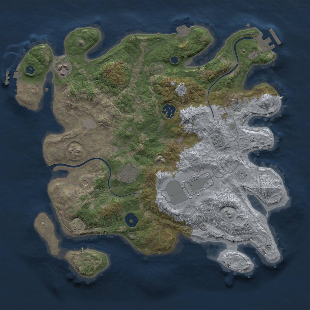 Rust Map: Procedural Map, Size: 3500, Seed: 2058088545, 11 Monuments