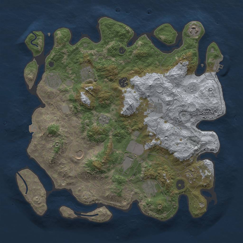 Rust Map: Procedural Map, Size: 3800, Seed: 938455655, 17 Monuments