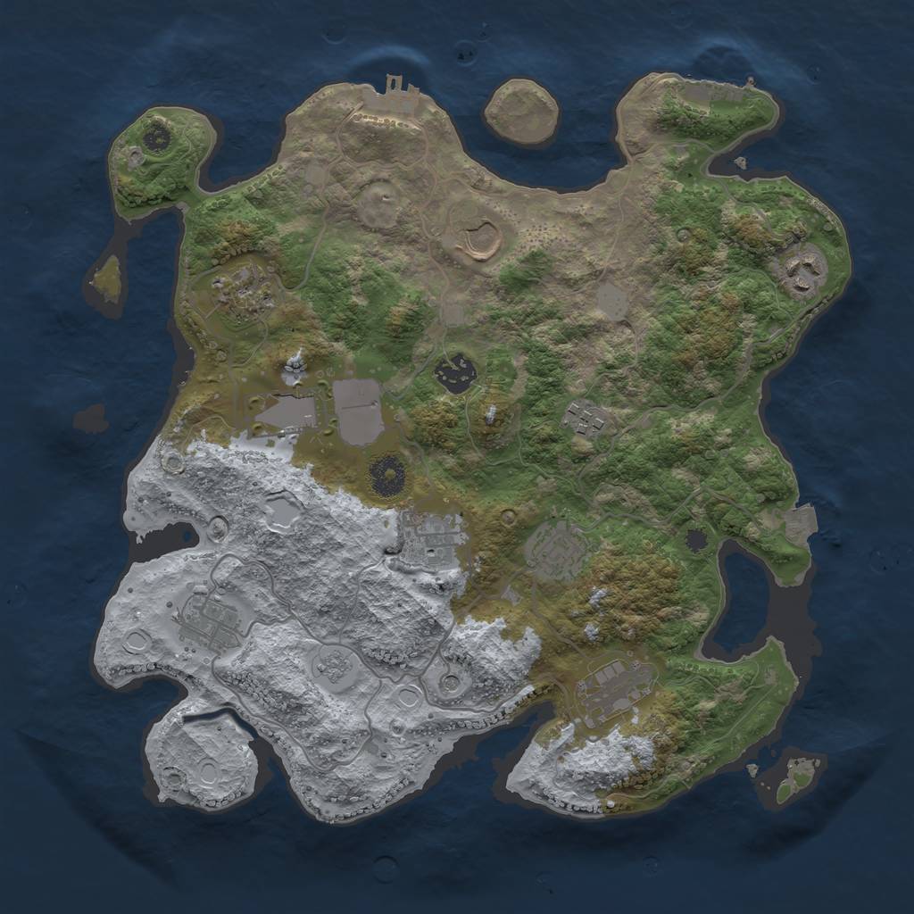 Rust Map: Procedural Map, Size: 3550, Seed: 59412704, 17 Monuments