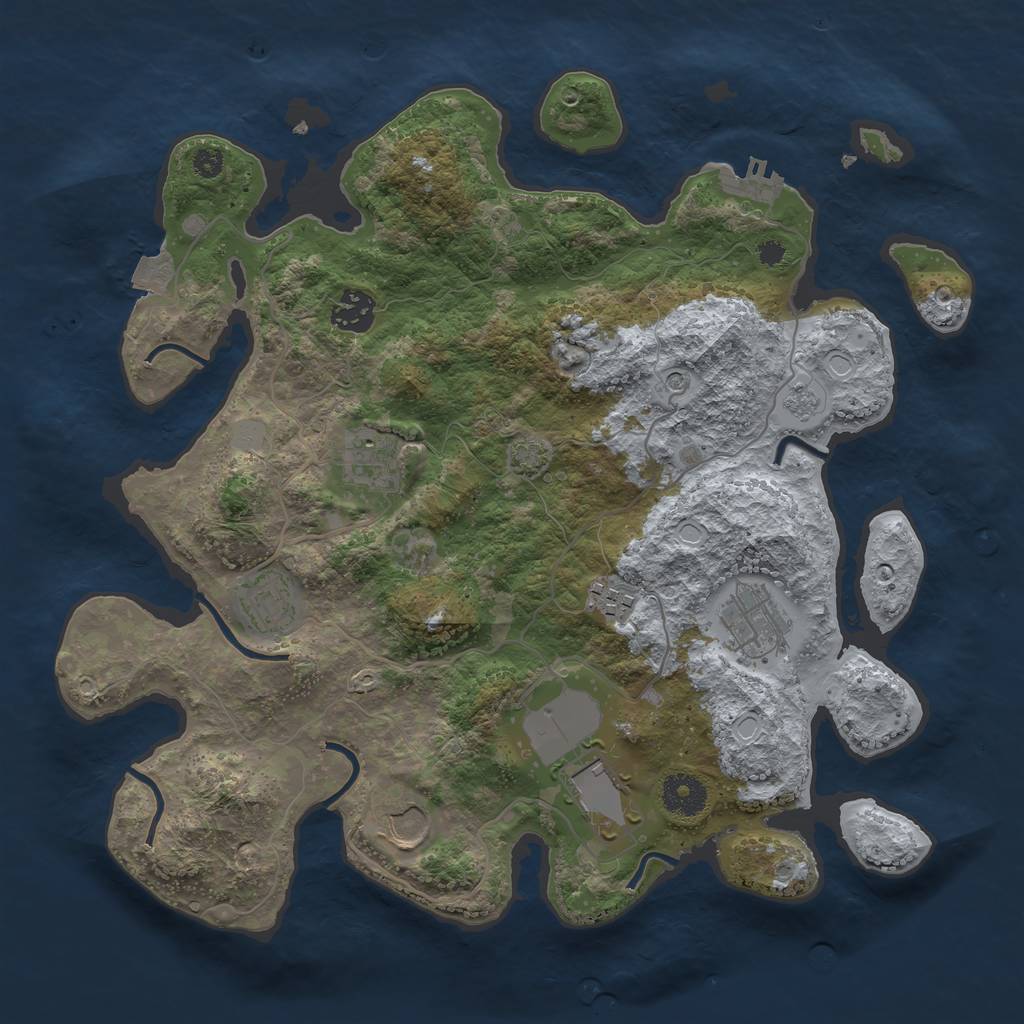 Rust Map: Procedural Map, Size: 3500, Seed: 3832335, 14 Monuments