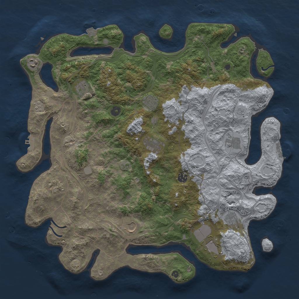 Rust Map: Procedural Map, Size: 4500, Seed: 1862830598, 19 Monuments