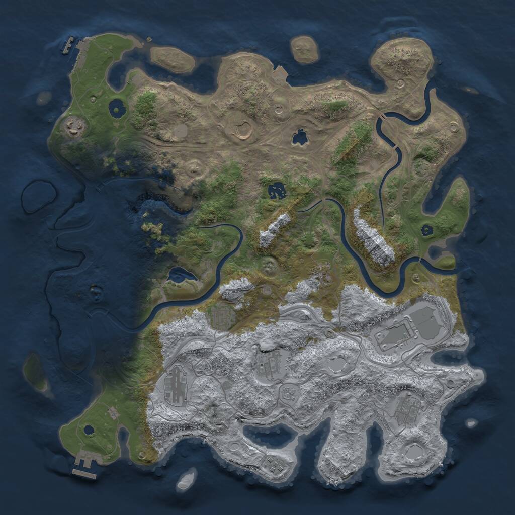 Rust Map: Procedural Map, Size: 4300, Seed: 321699587, 16 Monuments
