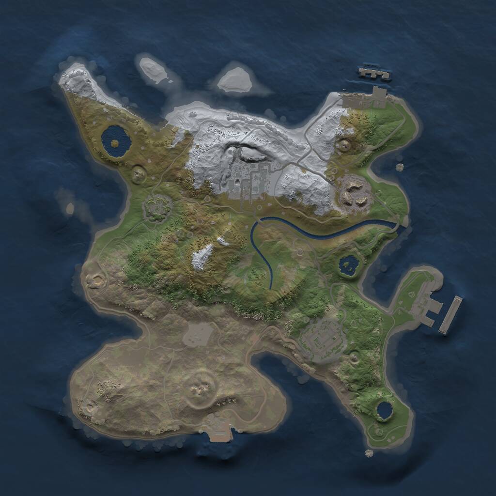 Rust Map: Procedural Map, Size: 2500, Seed: 5993354, 7 Monuments