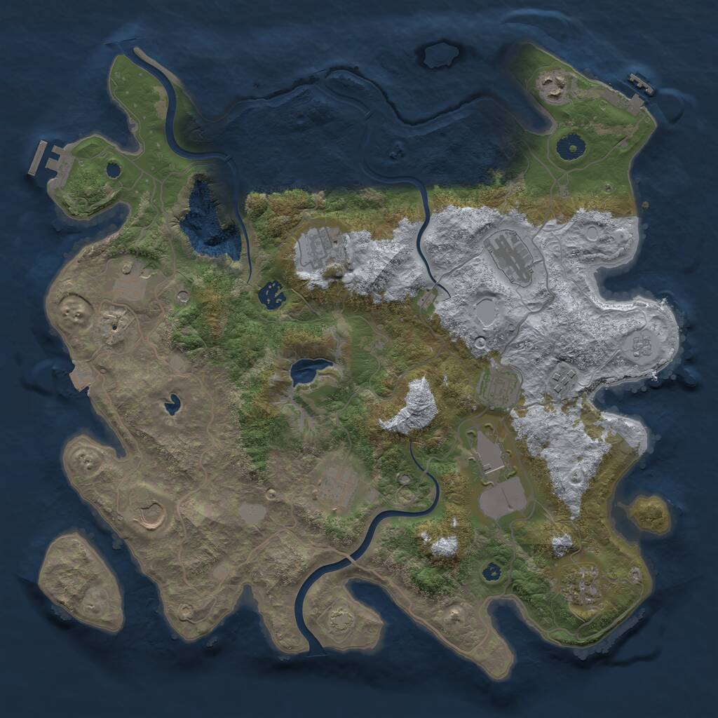Rust Map: Procedural Map, Size: 4000, Seed: 47002956, 17 Monuments