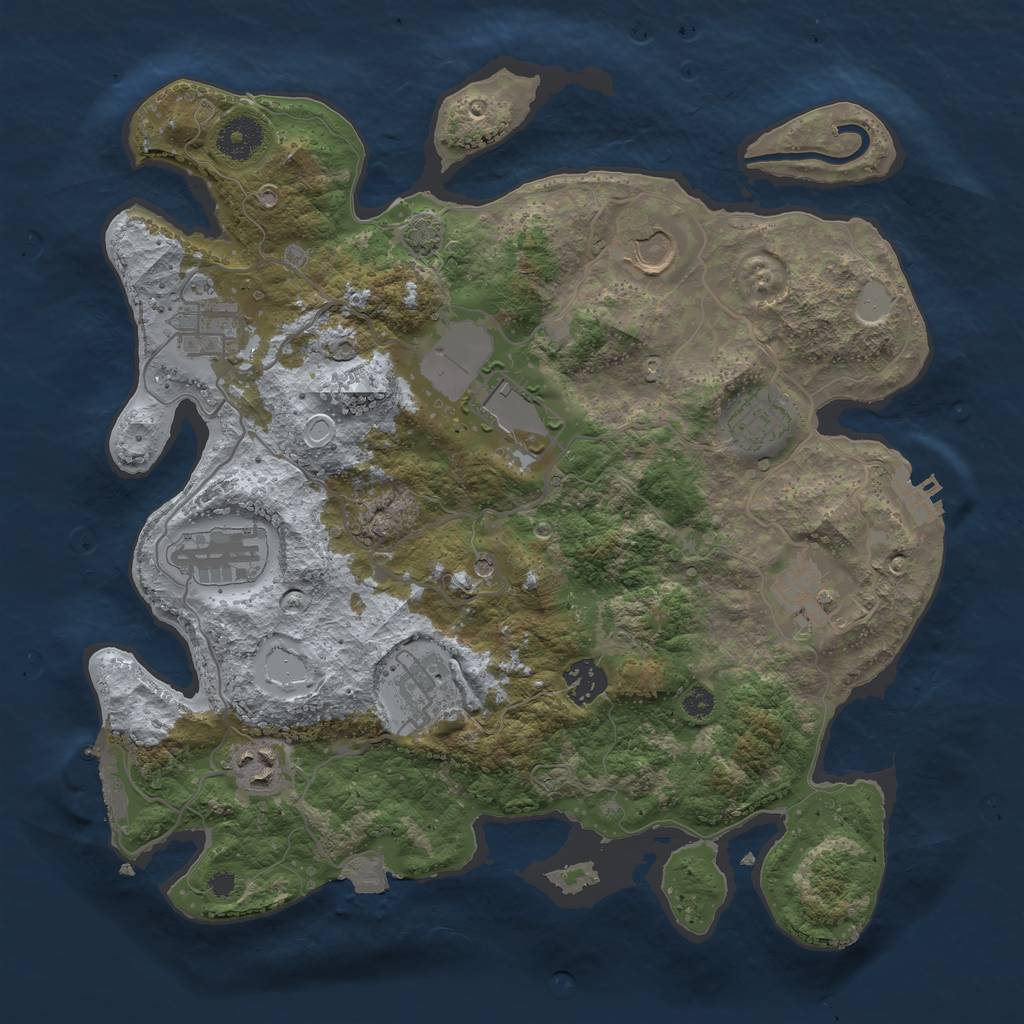 Rust Map: Procedural Map, Size: 3500, Seed: 1358704471, 16 Monuments