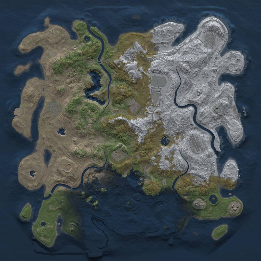Rust Map: Procedural Map, Size: 4500, Seed: 864499384, 17 Monuments