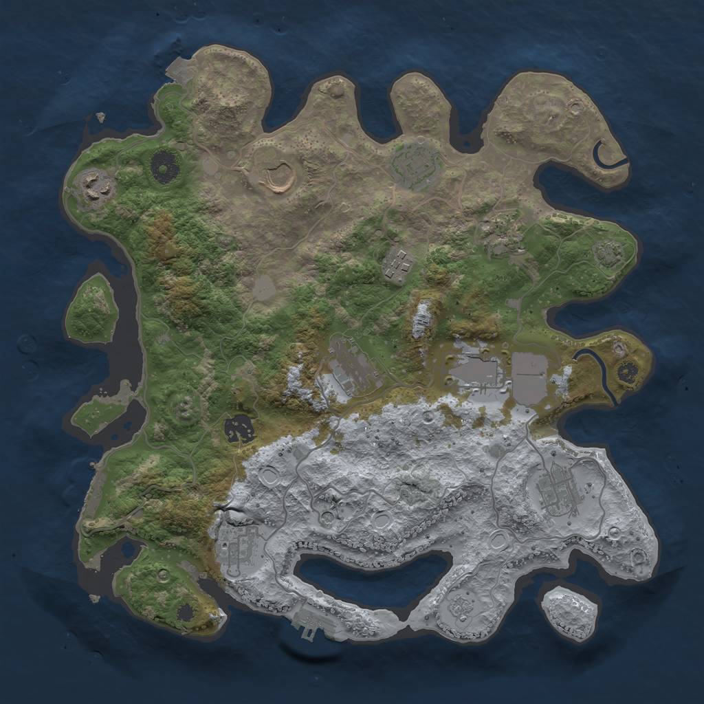 Rust Map: Procedural Map, Size: 3500, Seed: 2085971783, 18 Monuments