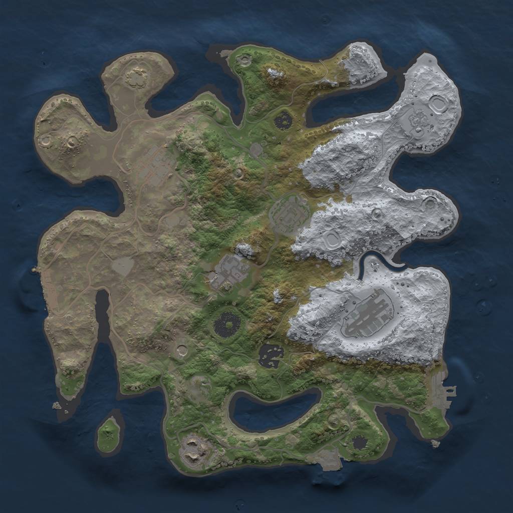 Rust Map: Procedural Map, Size: 3000, Seed: 284076054, 14 Monuments