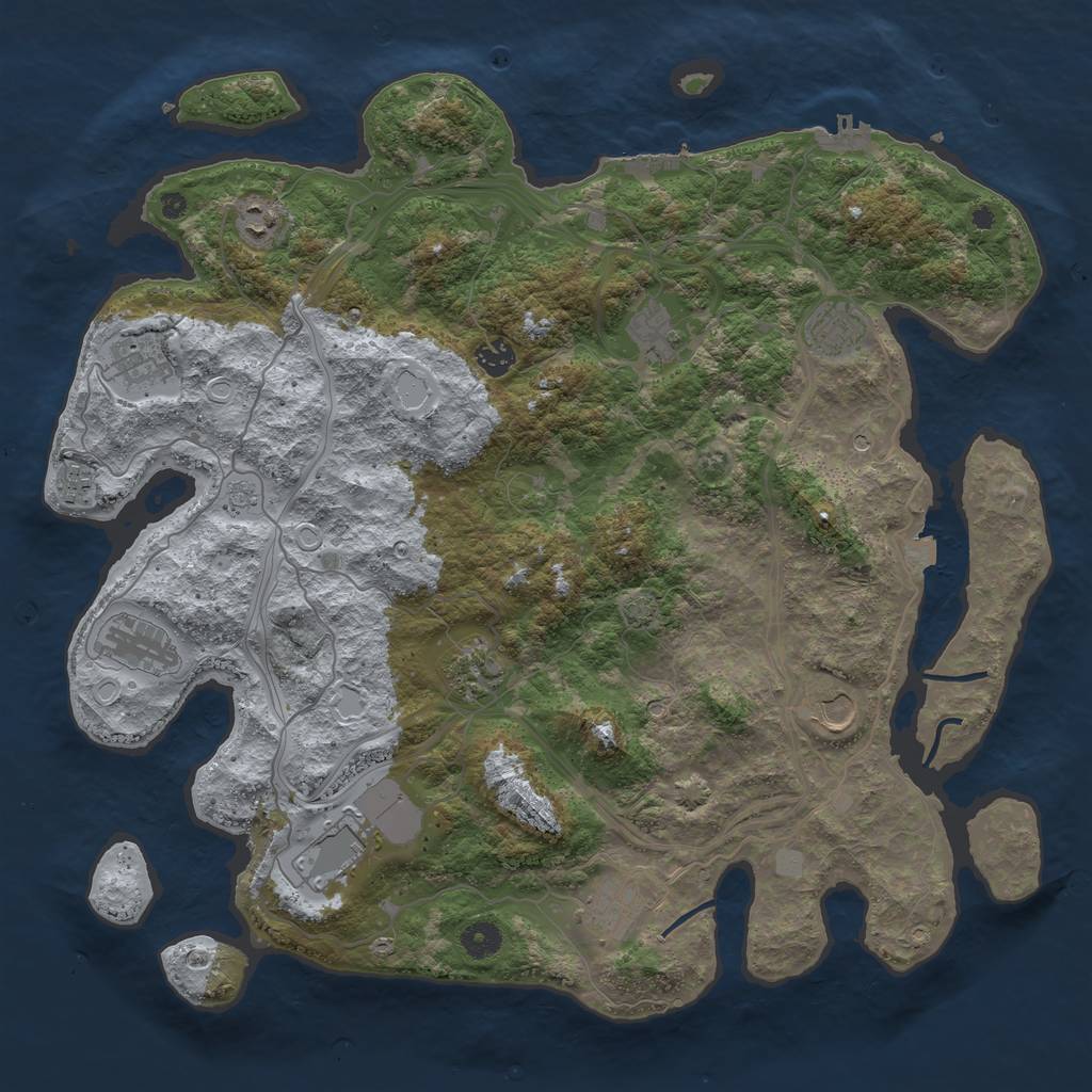 Rust Map: Procedural Map, Size: 4300, Seed: 90774009, 19 Monuments