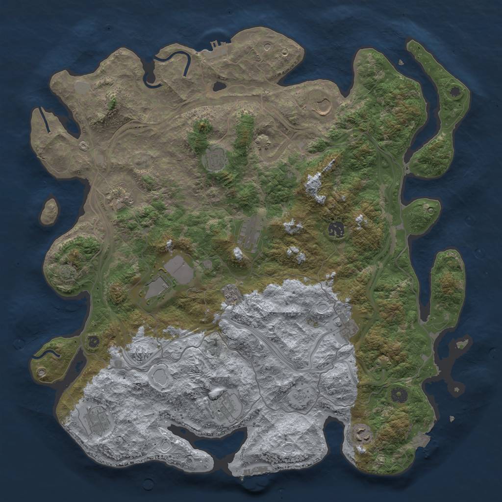 Rust Map: Procedural Map, Size: 4500, Seed: 2034959682, 19 Monuments