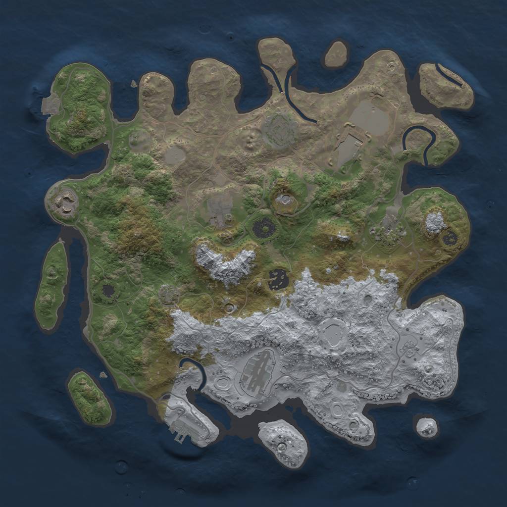 Rust Map: Procedural Map, Size: 3500, Seed: 1647582908, 14 Monuments