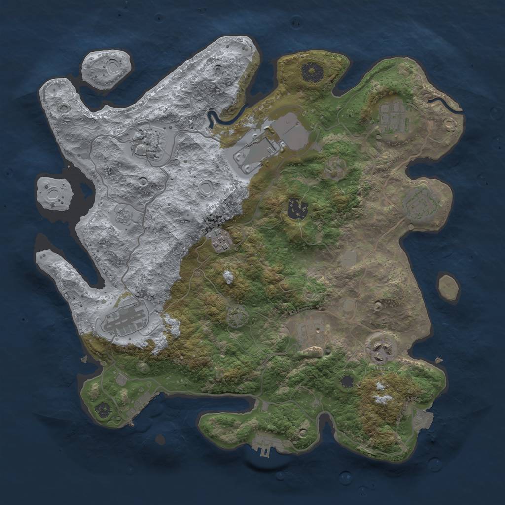 Rust Map: Procedural Map, Size: 3500, Seed: 14797329, 16 Monuments