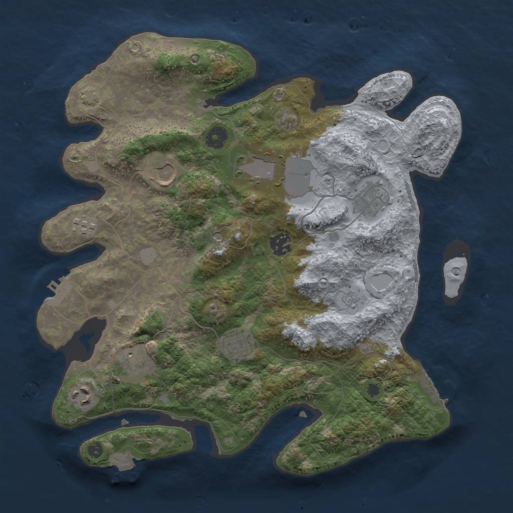 Rust Map: Procedural Map, Size: 3500, Seed: 852174567, 16 Monuments