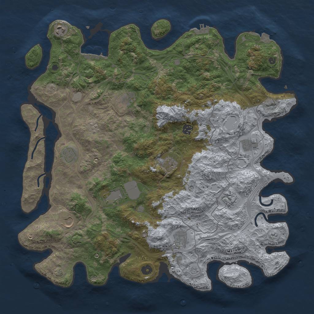 Rust Map: Procedural Map, Size: 4500, Seed: 1114082979, 19 Monuments