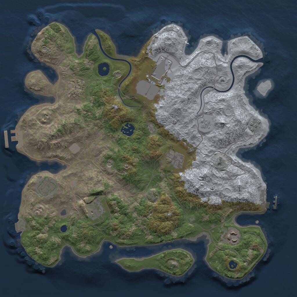 Rust Map: Procedural Map, Size: 3500, Seed: 81049115, 14 Monuments