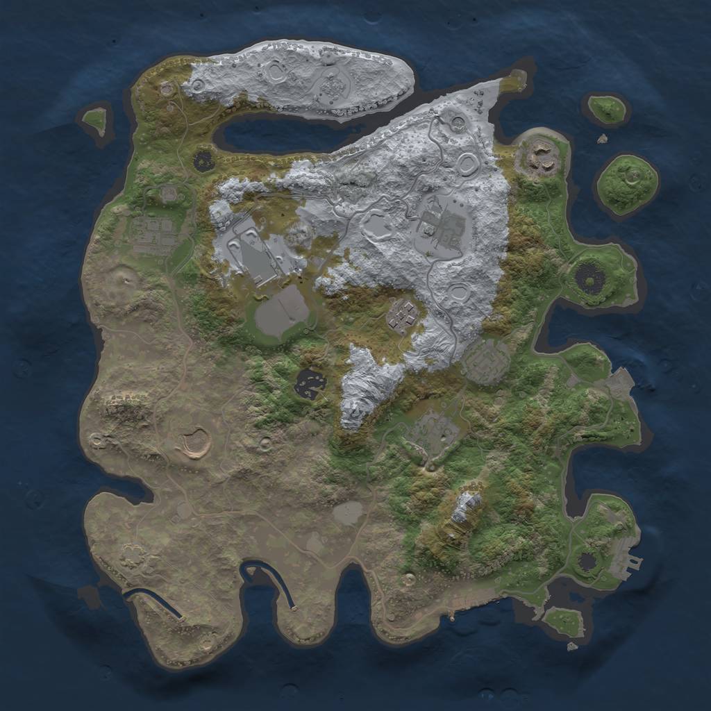 Rust Map: Procedural Map, Size: 3500, Seed: 681405822, 17 Monuments