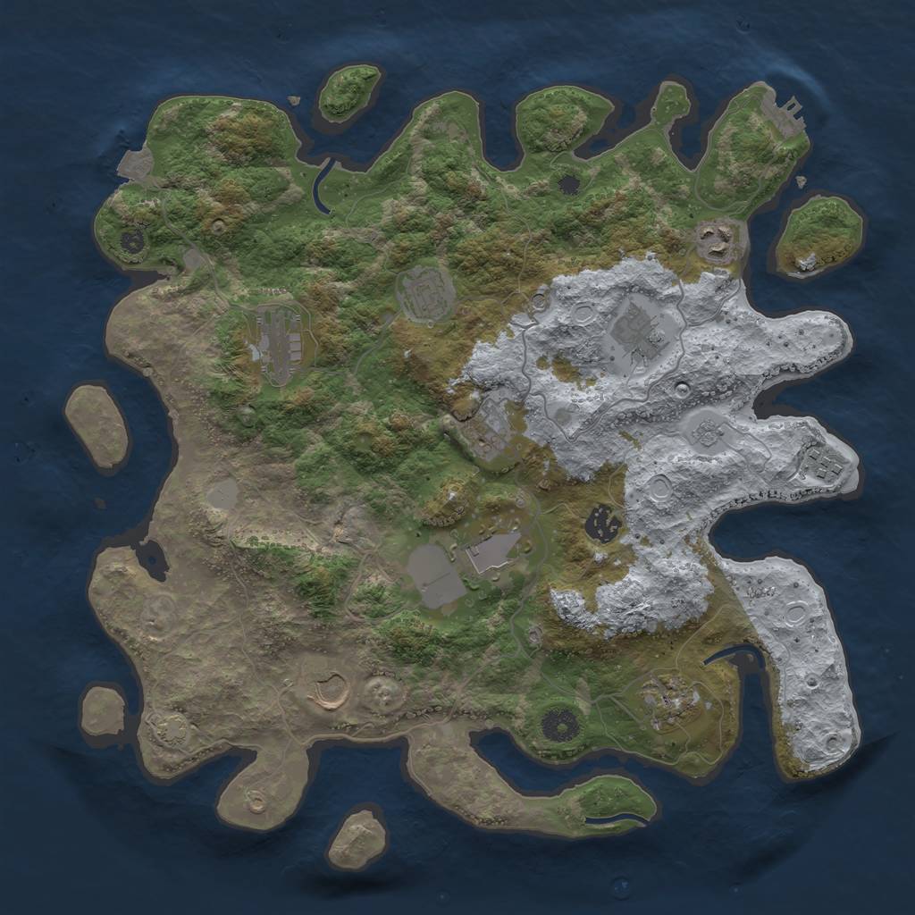 Rust Map: Procedural Map, Size: 3850, Seed: 20399019, 17 Monuments