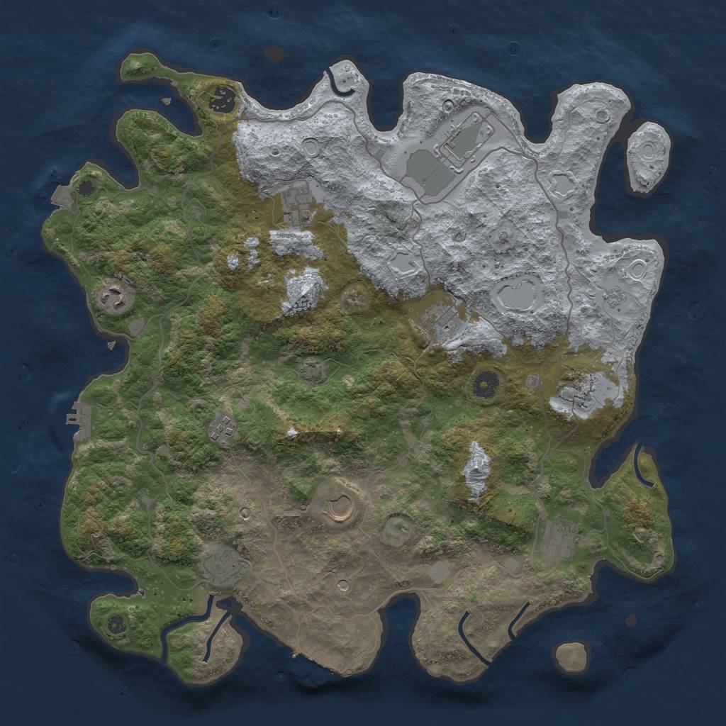 Rust Map: Procedural Map, Size: 4100, Seed: 97009914, 18 Monuments