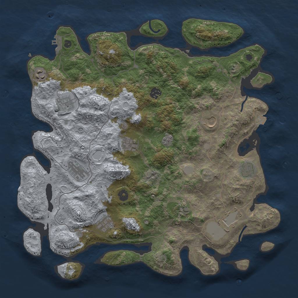 Rust Map: Procedural Map, Size: 4100, Seed: 75913778, 18 Monuments