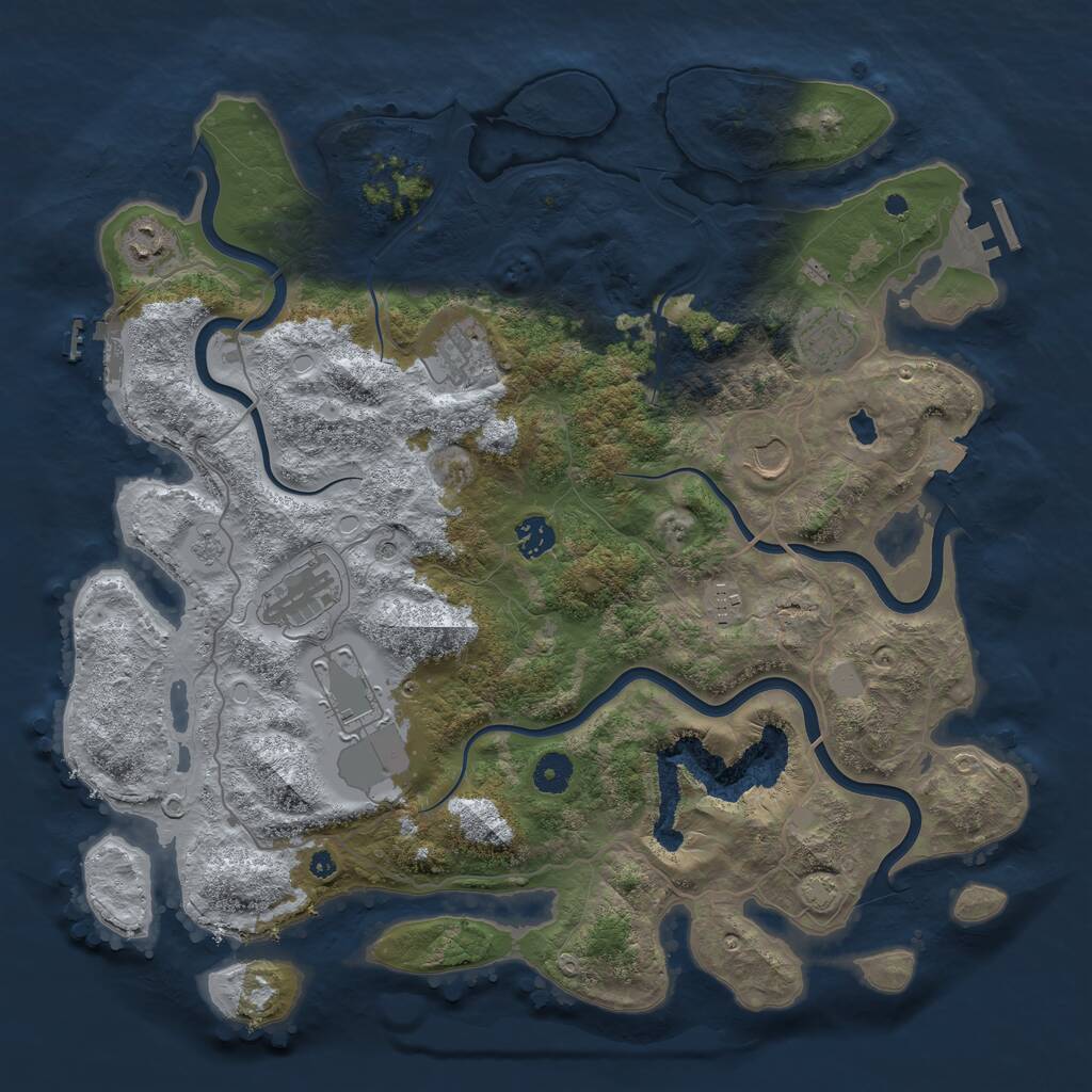 Rust Map: Procedural Map, Size: 4100, Seed: 75913778, 14 Monuments