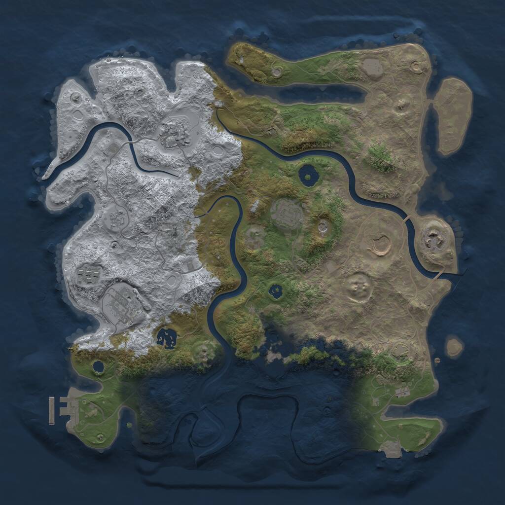 Rust Map: Procedural Map, Size: 3650, Seed: 45932729, 13 Monuments
