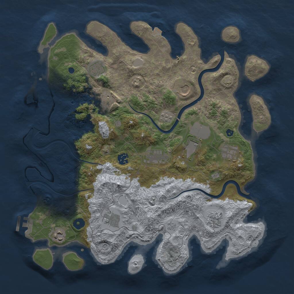 Rust Map: Procedural Map, Size: 3950, Seed: 34801992, 16 Monuments