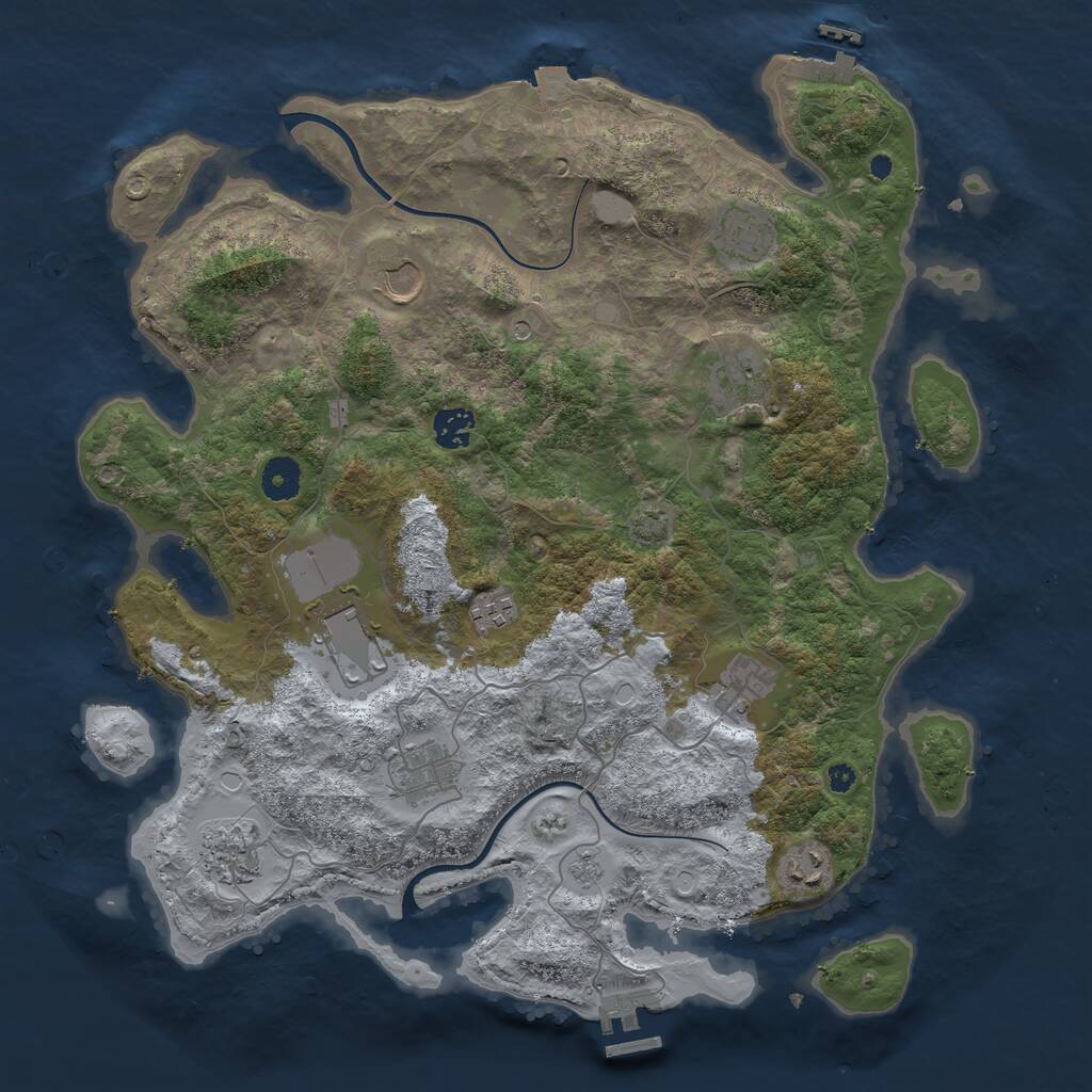 Rust Map: Procedural Map, Size: 3900, Seed: 30154878, 16 Monuments