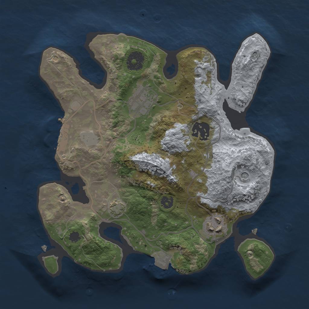 Rust Map: Procedural Map, Size: 2500, Seed: 248521591, 9 Monuments