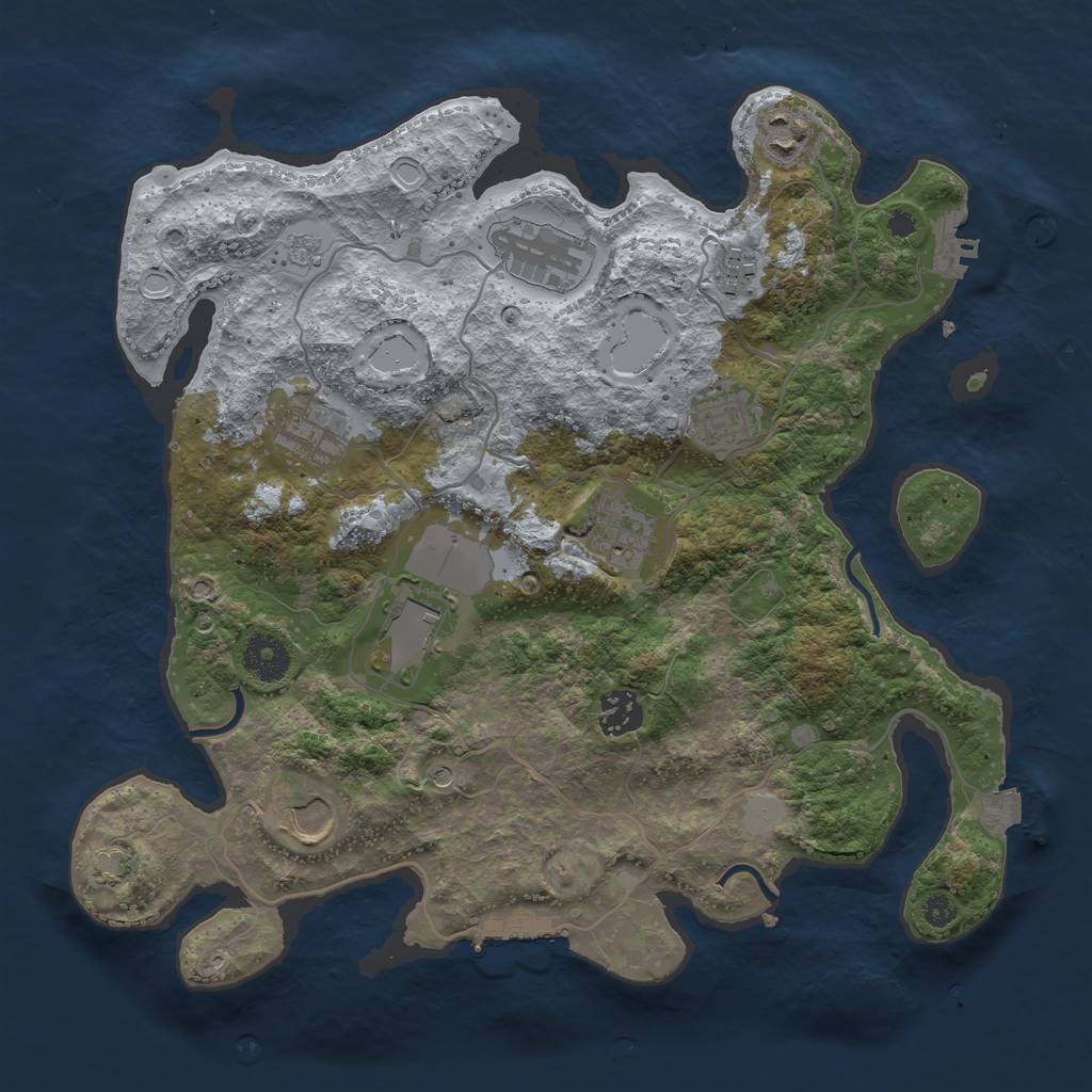 Rust Map: Procedural Map, Size: 3500, Seed: 823631048, 17 Monuments