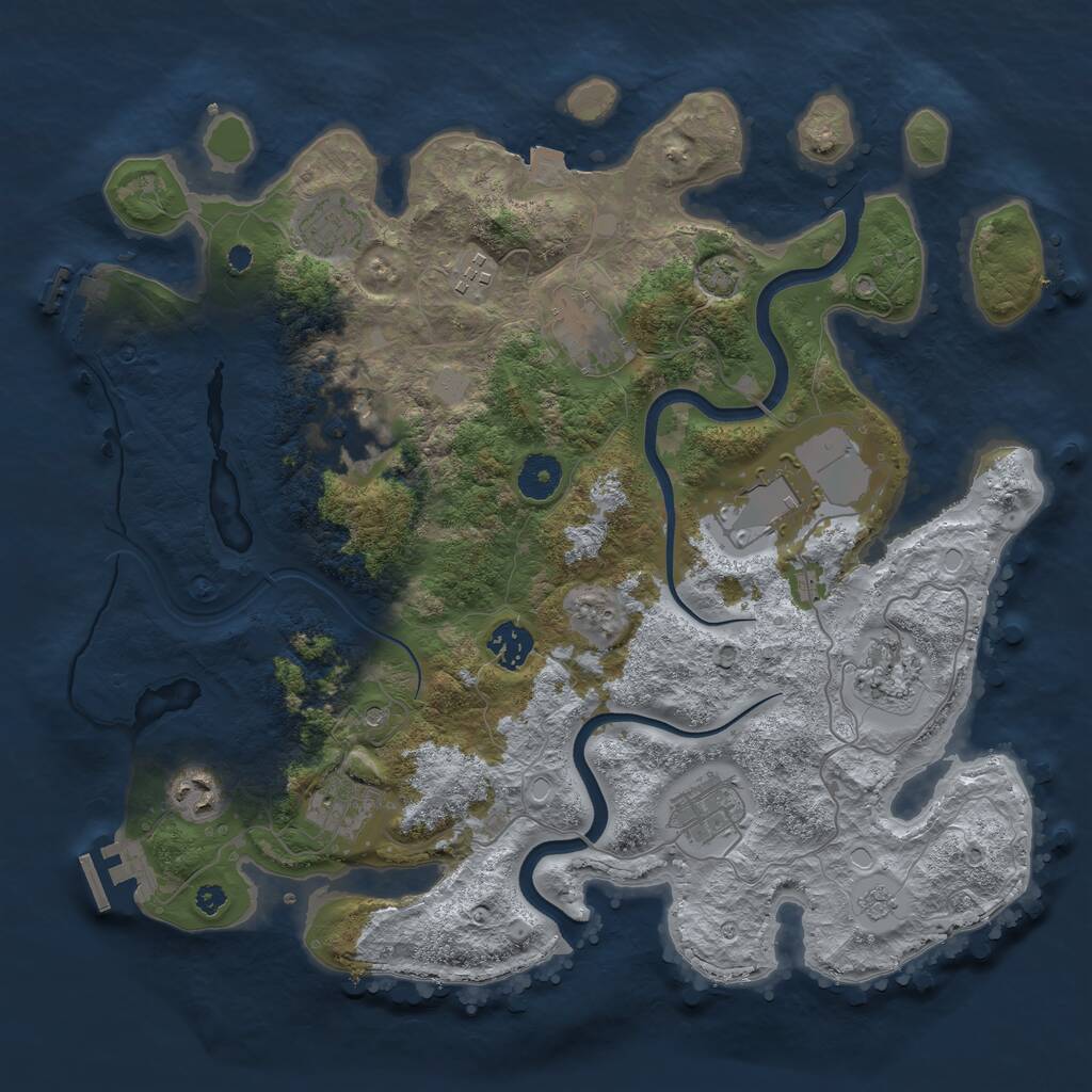 Rust Map: Procedural Map, Size: 3700, Seed: 563779460, 16 Monuments