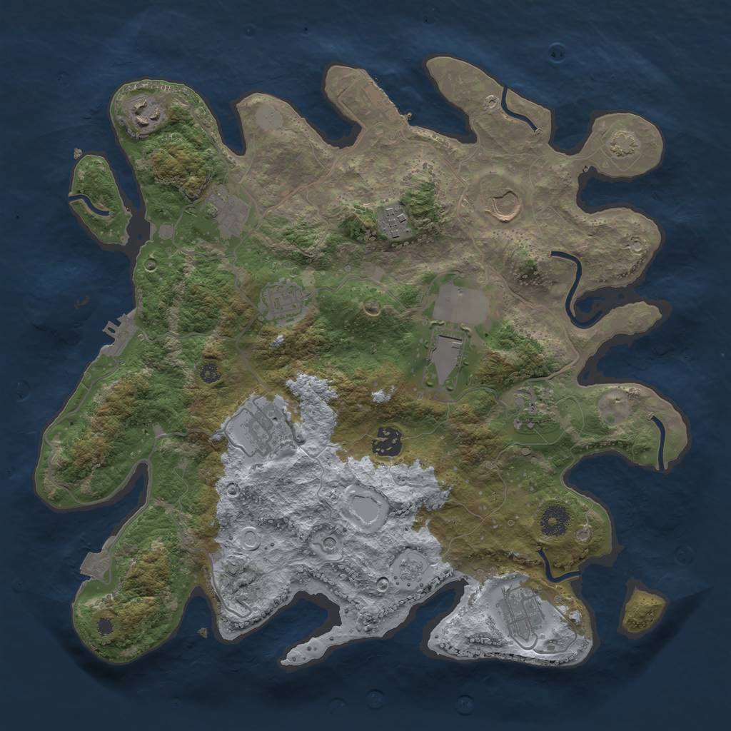 Rust Map: Procedural Map, Size: 3600, Seed: 64862712, 18 Monuments