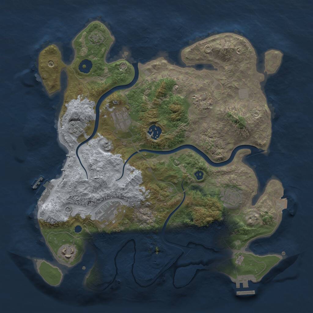 Rust Map: Procedural Map, Size: 3450, Seed: 68891634, 12 Monuments