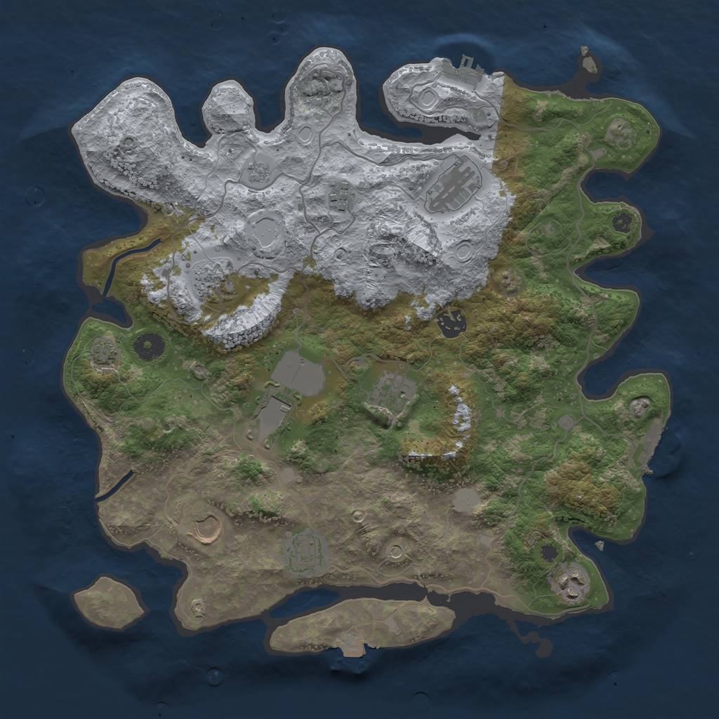 Rust Map: Procedural Map, Size: 3750, Seed: 24011, 17 Monuments