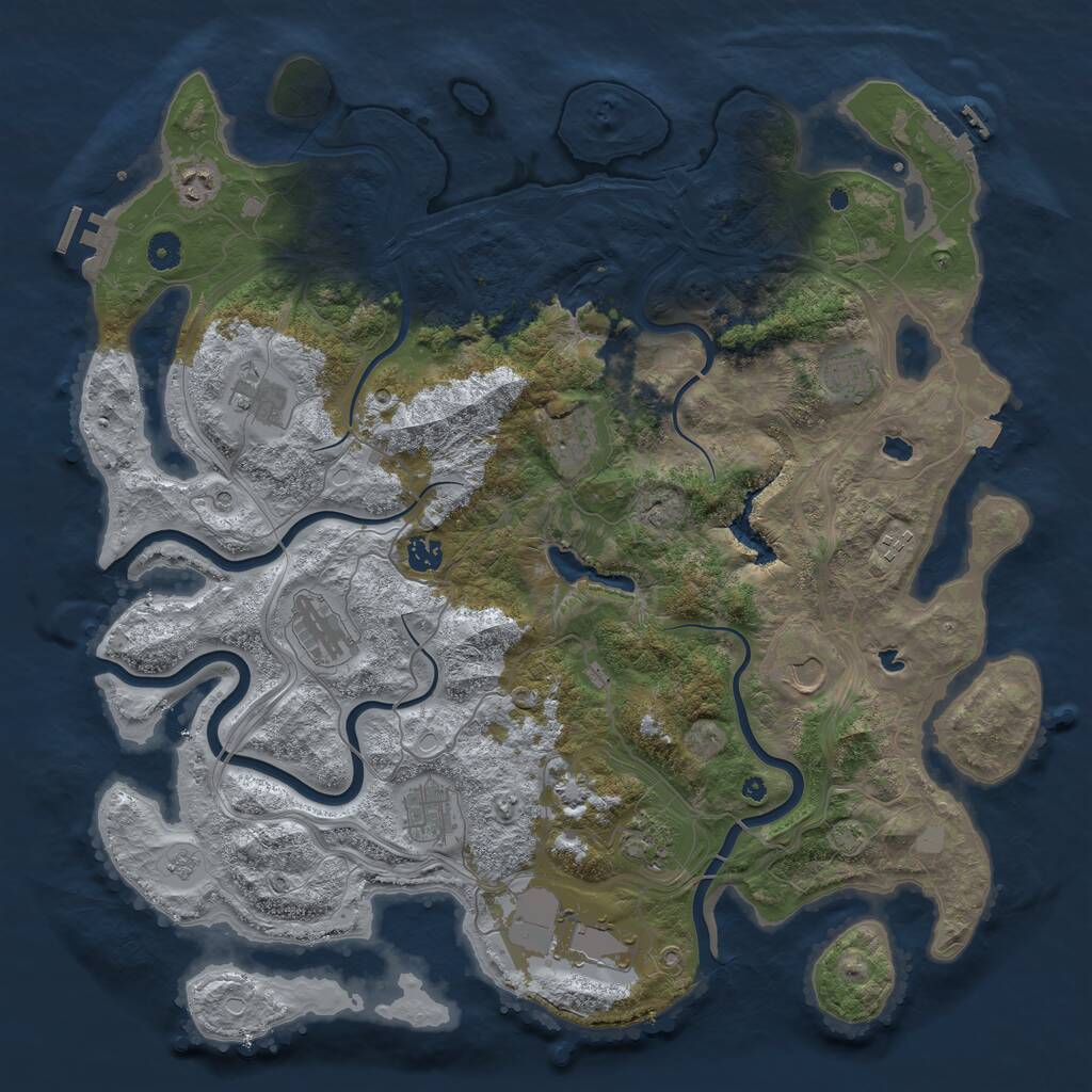 Rust Map: Procedural Map, Size: 4500, Seed: 1266947212, 17 Monuments