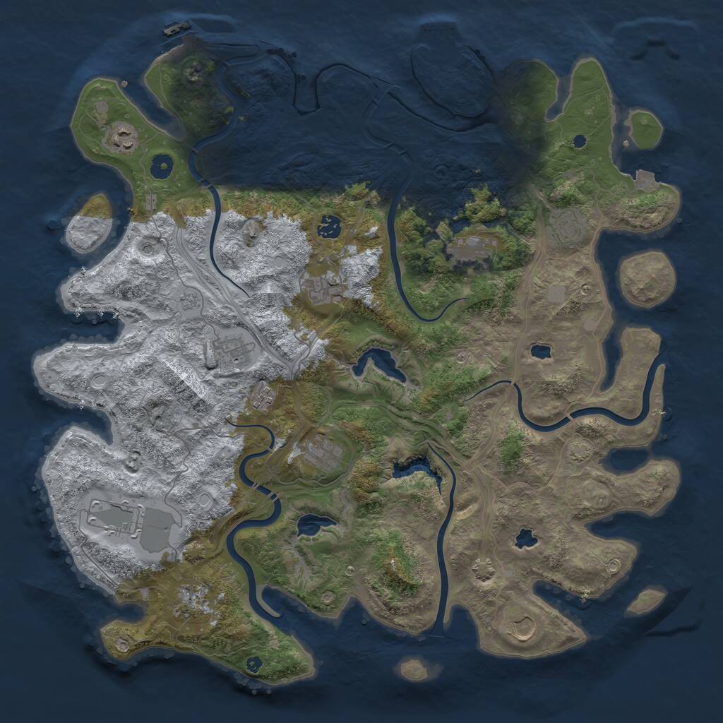 Rust Map: Procedural Map, Size: 4500, Seed: 1471549558, 17 Monuments