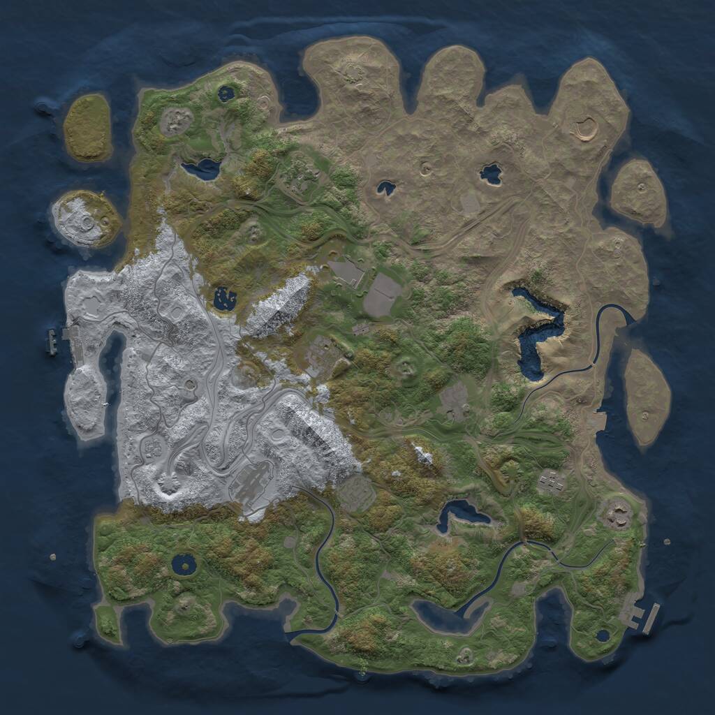 Rust Map: Procedural Map, Size: 4500, Seed: 784325296, 16 Monuments