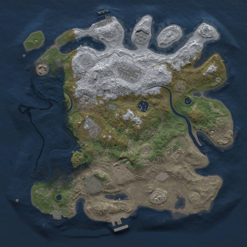 Rust Map: Procedural Map, Size: 3450, Seed: 30355116, 14 Monuments