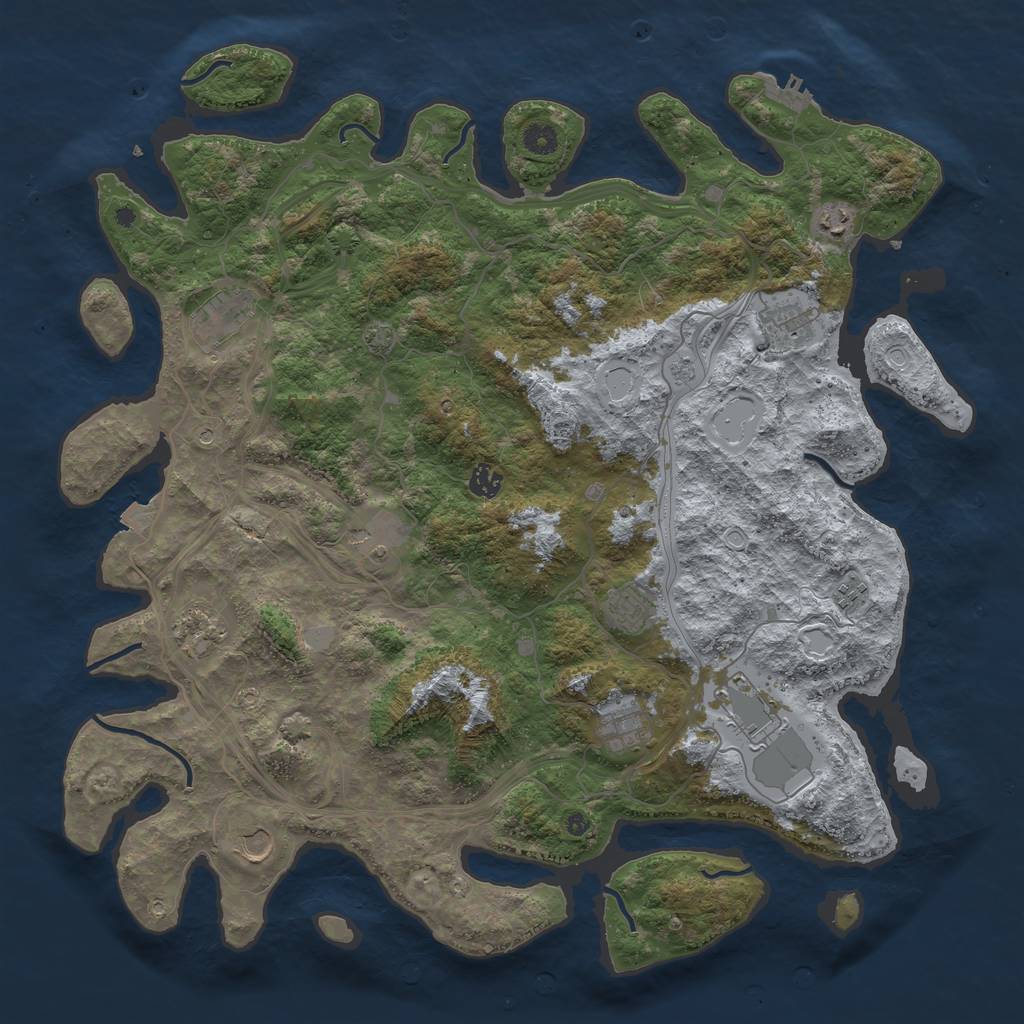 Rust Map: Procedural Map, Size: 4600, Seed: 203004691, 18 Monuments
